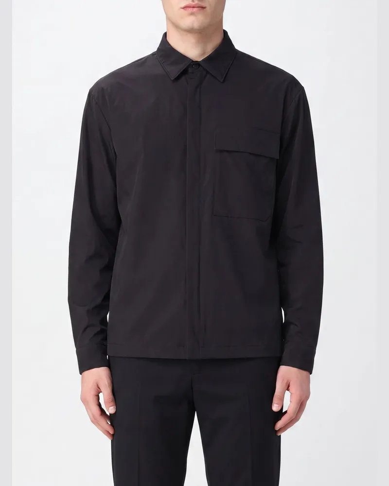 Herno Hemdjacke aus technischem Gewebe mit Pattentaschen Schwarz