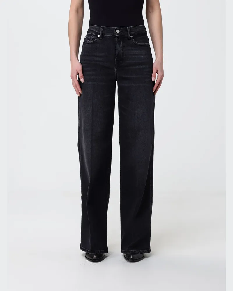 7 for all mankind Baumwoll-Denim Wide Jeans Schwarz
