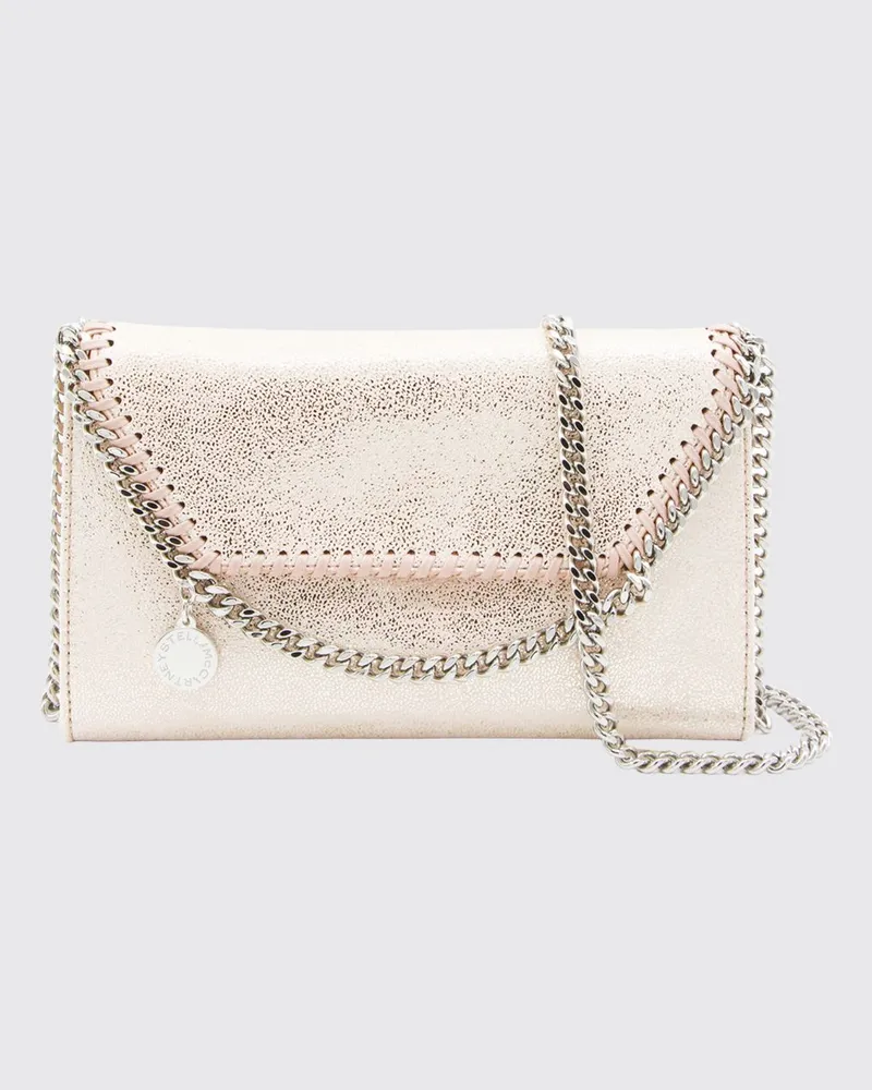Stella McCartney Falabella Wallet on Chain aus geknittertem Kunstleder Pink