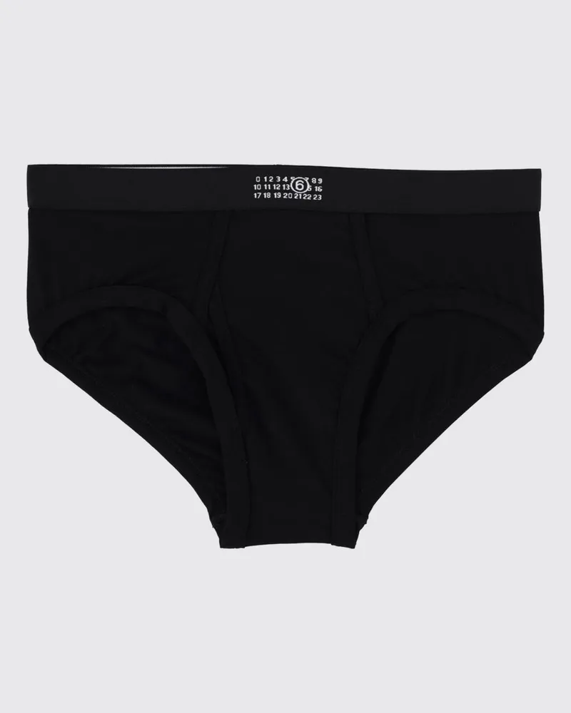 Maison Margiela Baumwoll-Slips mit elastischem Logo-Bund Schwarz