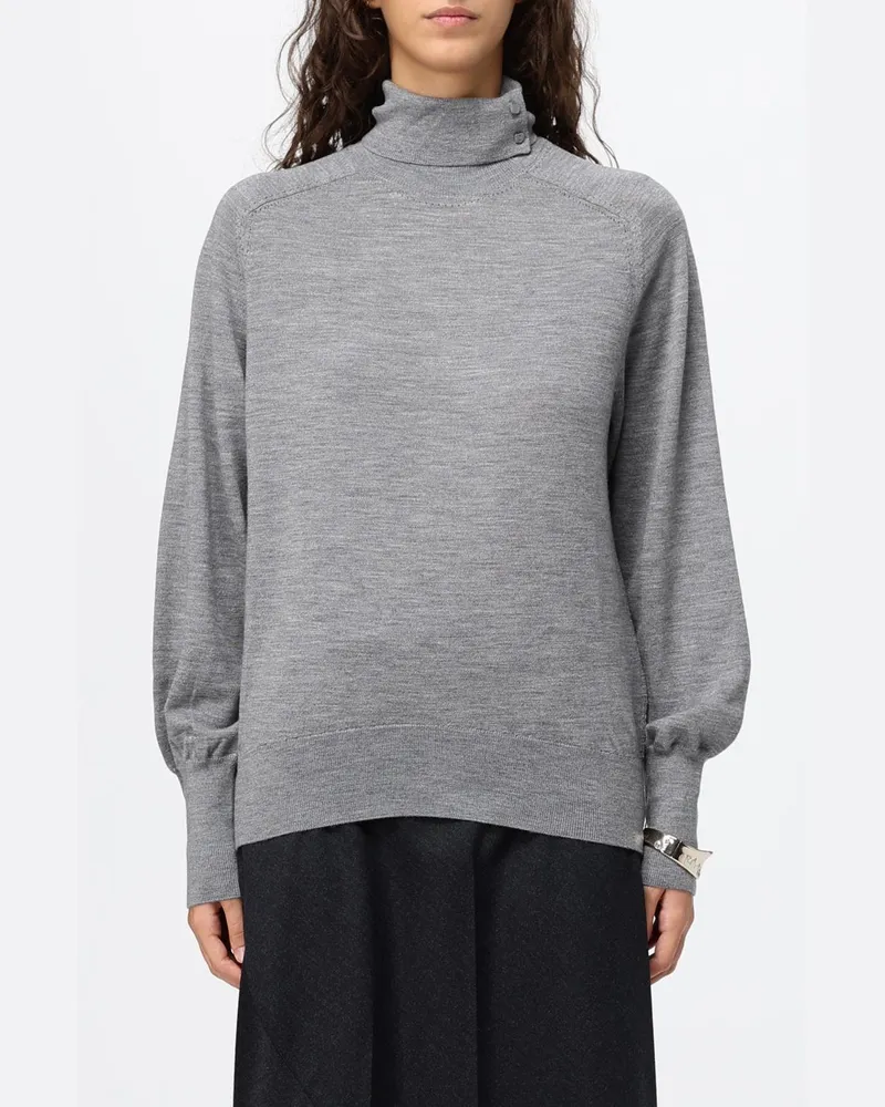 Liu Jo Kaschmir-Rollkragenpullover mit Metallring und überschnittenen Schultern Grau