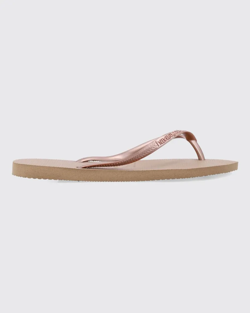 Havaianas Slim Zehentrenner-Sandalen aus Gummi mit niedrigem Absatz und Logo Puder