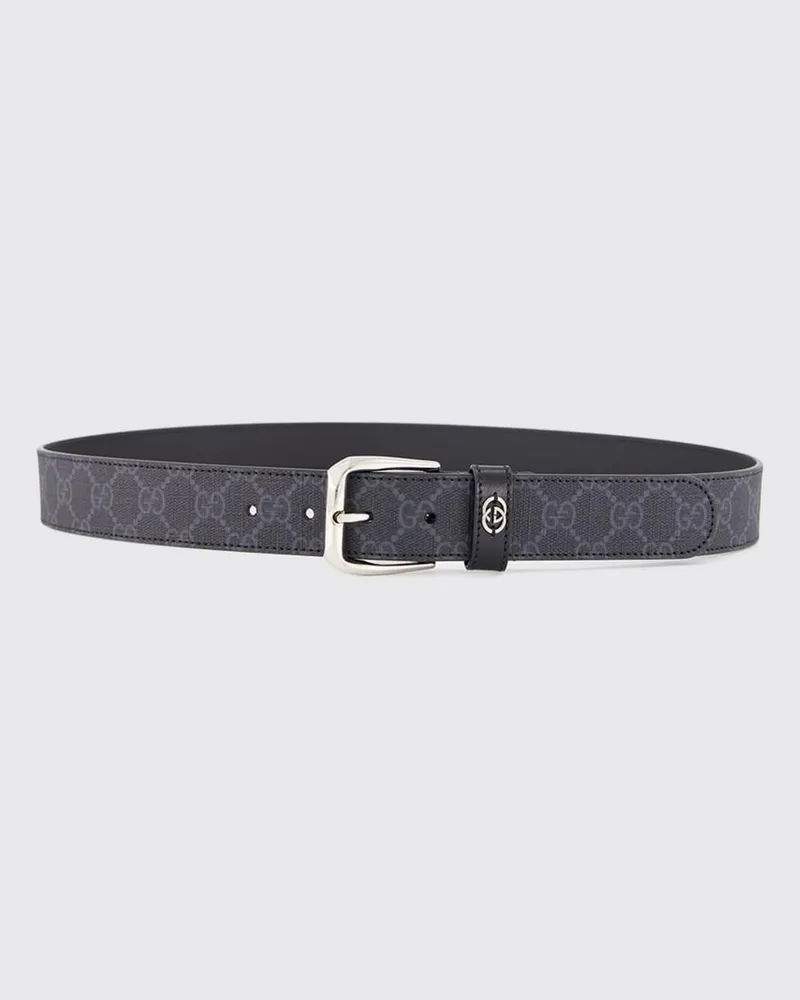 Gucci Gürtel aus GG Supreme-Canvas mit Monogrammschnalle Schwarz