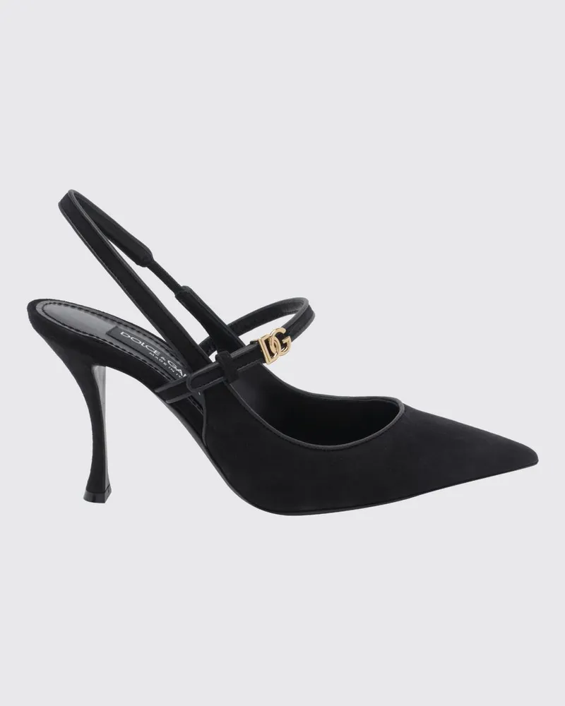 Dolce & Gabbana DOLCE  GABBANA Slingback-Pumps Dolce & Gabbana aus Veloursleder mit DG-Monogramm und Stiletto-Absatz Schwarz