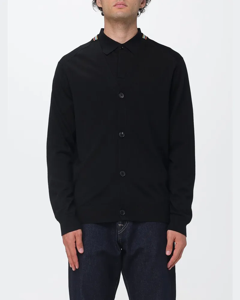 Paul Smith V-Ausschnitt Cardigan aus reiner Merinowolle Schwarz