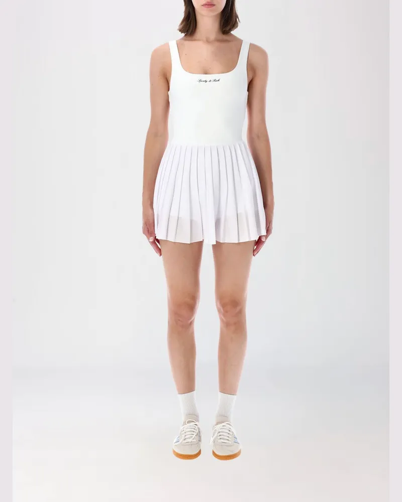 SPORTY & RICH SPORTY  RICH Plissiertes Tennis-Minikleid Sporty & Rich mit eckigem Ausschnitt und Logo Weiß