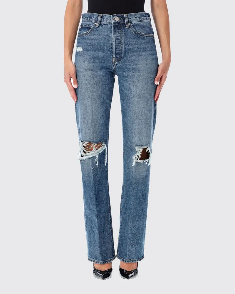 Frame Denim The Vertical High-Waist Straight-Leg Jeans aus Distressed-Denim Denim