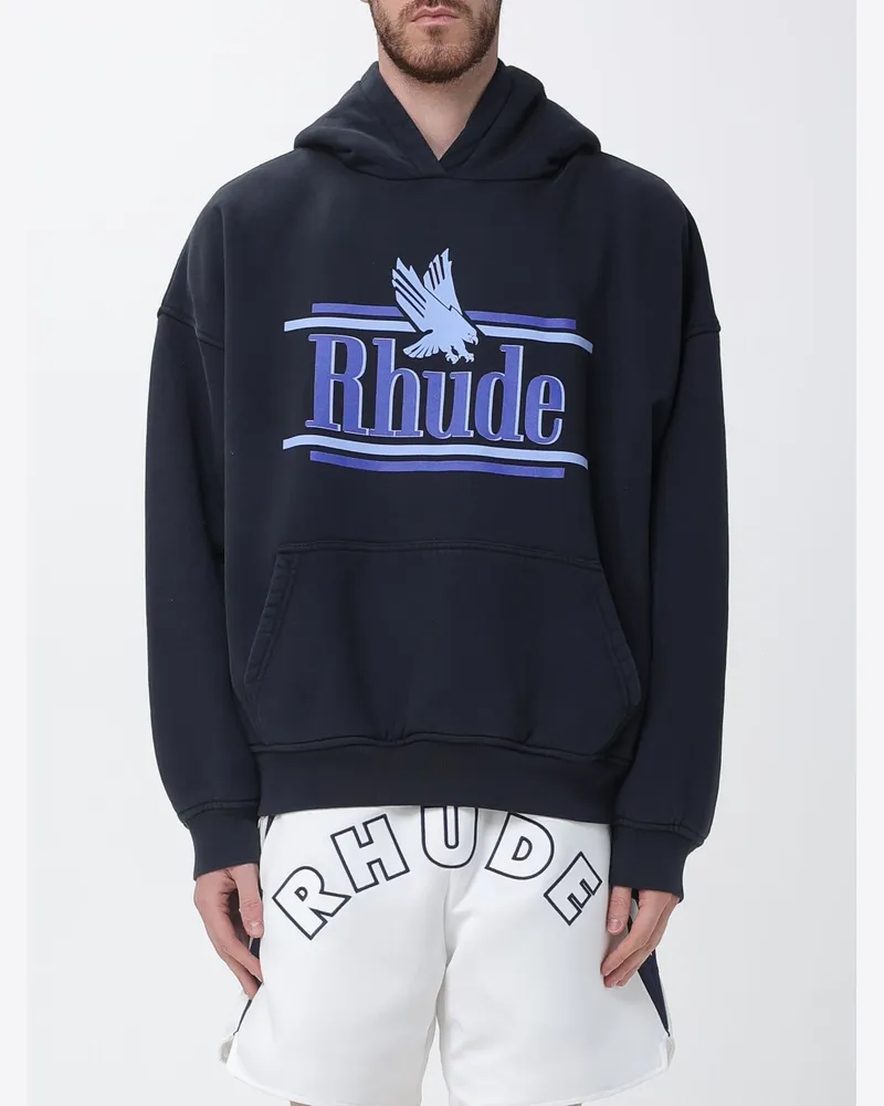 RHUDE Baumwoll-Kapuzenpullover mit Logo Schwarz