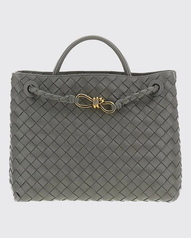 Bottega Veneta Mittlere Andiamo Tasche aus geflochtenem Leder Grau