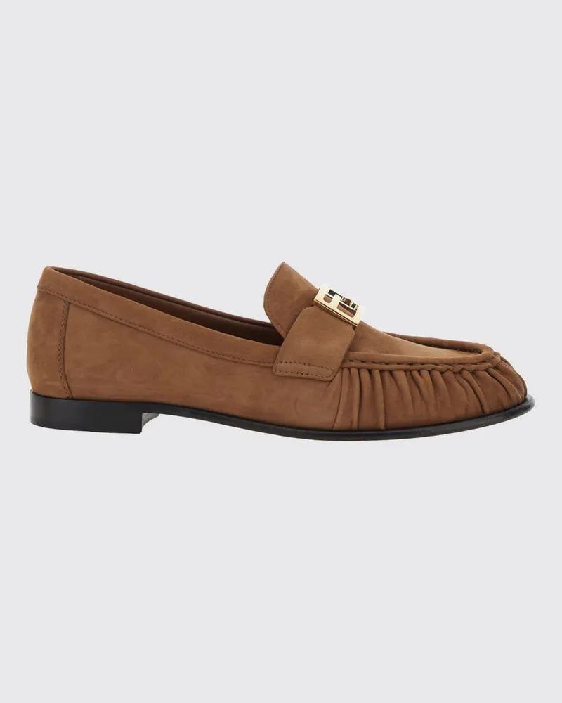 Fendi Baguette Penny Loafers aus Leder mit FF-Monogramm-Schnalle Braun