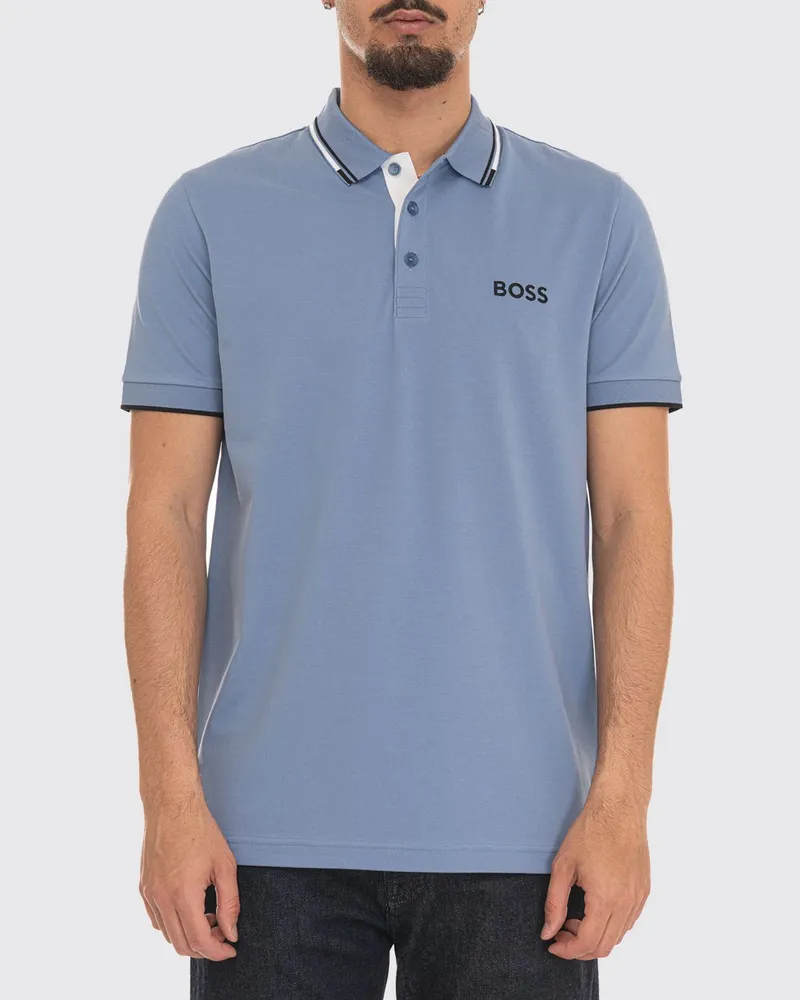 HUGO BOSS Baumwoll-Polo mit Logo Hellblau
