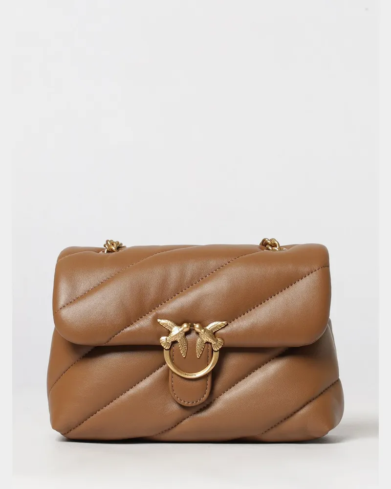 Pinko Classic Love Bag Puff Mini-Schultertasche aus Matelassé-Nappa mit Logo Braun