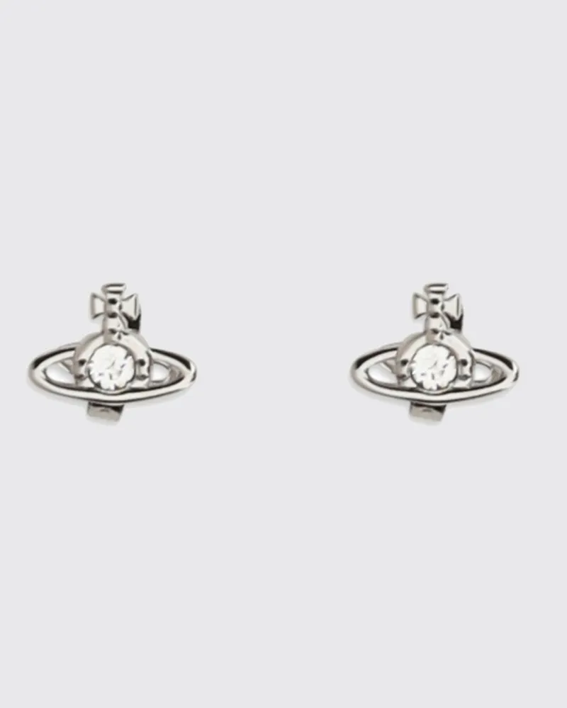 Vivienne Westwood Ohrstecker von aus Metall mit Orb-Logo und Kristallen Grau