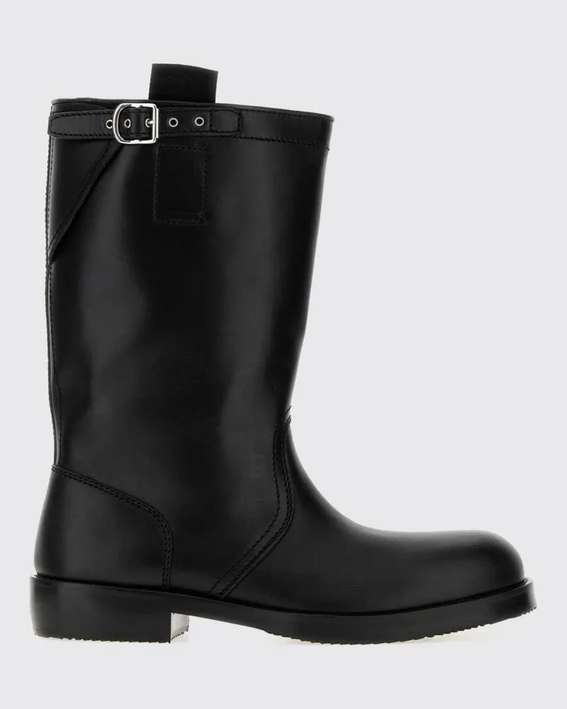 Dries van Noten Biker-Stiefel aus Glattleder mit doppelten Zuglaschen Schwarz