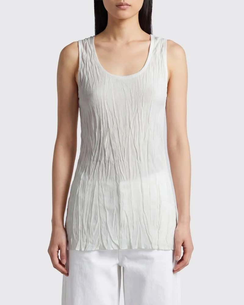 Totême Slim-Fit-Top aus Viskosemischung mit U-Ausschnitt und Knittereffekt Weiß