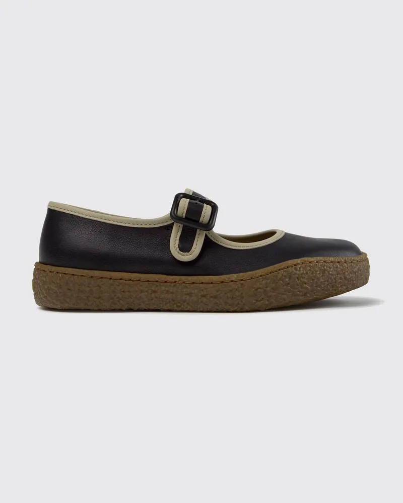 Camper Zweifarbige Peu Terreno Mary Jane Ballerinas aus Glattleder mit Riemen Schwarz
