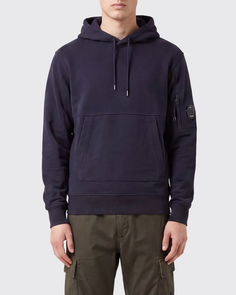 C.P. Company Baumwoll-Hoodie von mit Kängurutasche Blau