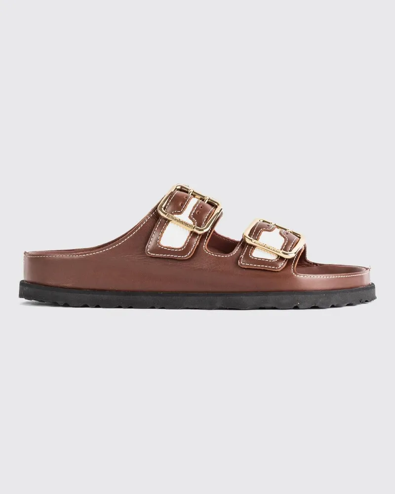 Birkenstock 1774 Arizona Sandale aus Glattleder mit doppeltem Riemen Braun