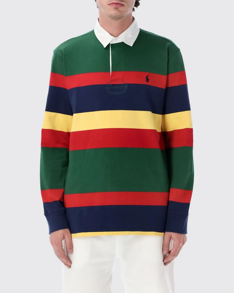 Ralph Lauren Gestreiftes Langarm-Poloshirt aus Piqué-Baumwolle Gestreift