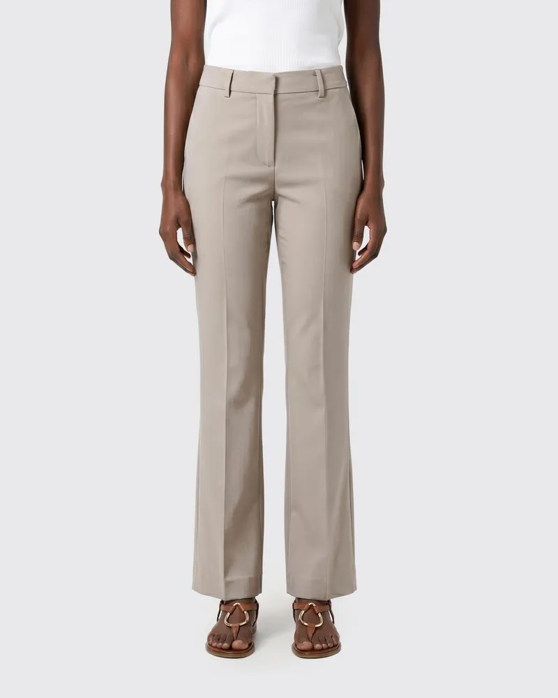 PT TORINO Flared Hose aus Schurwolle Beige