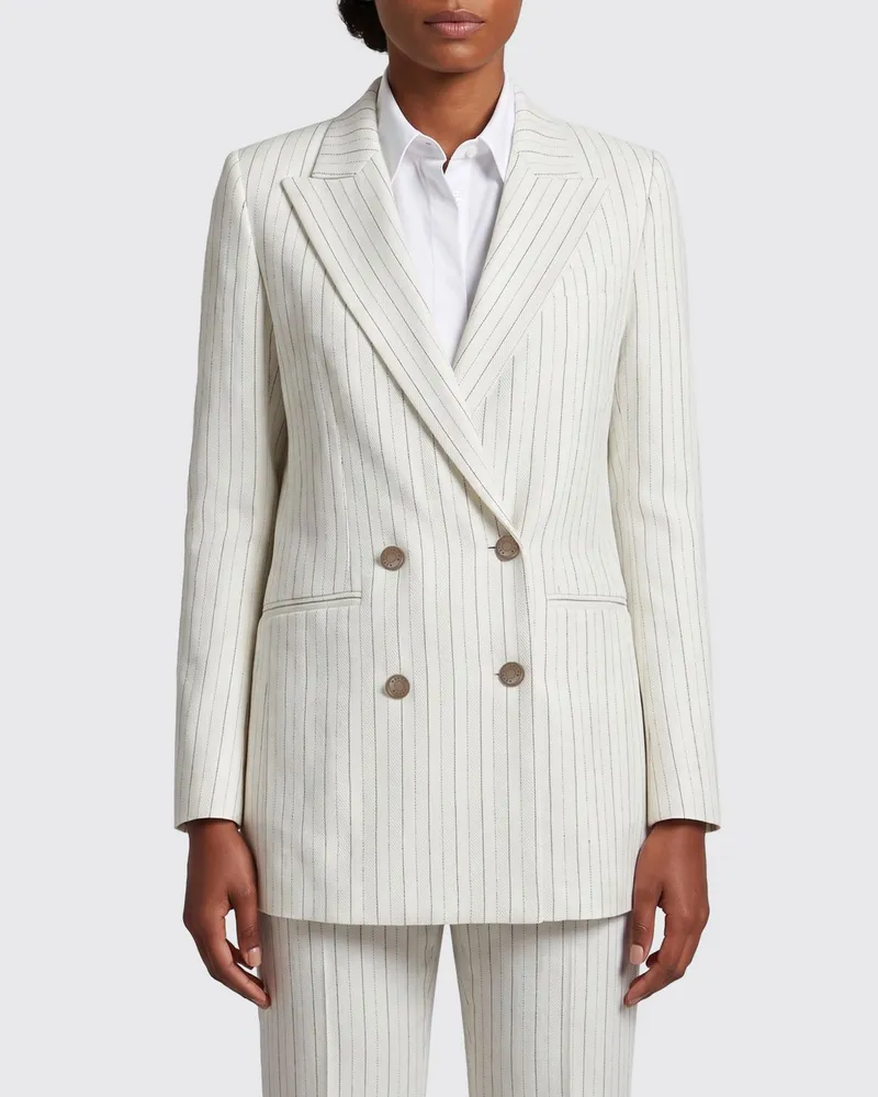 Jacob Cohën Nadelstreifen-Doppelreiher-Blazer Weiß