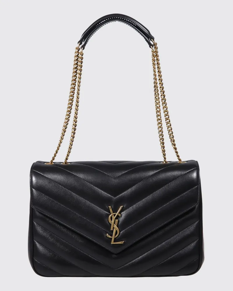 Saint Laurent LouLou Matelassé-Ledertasche Schwarz