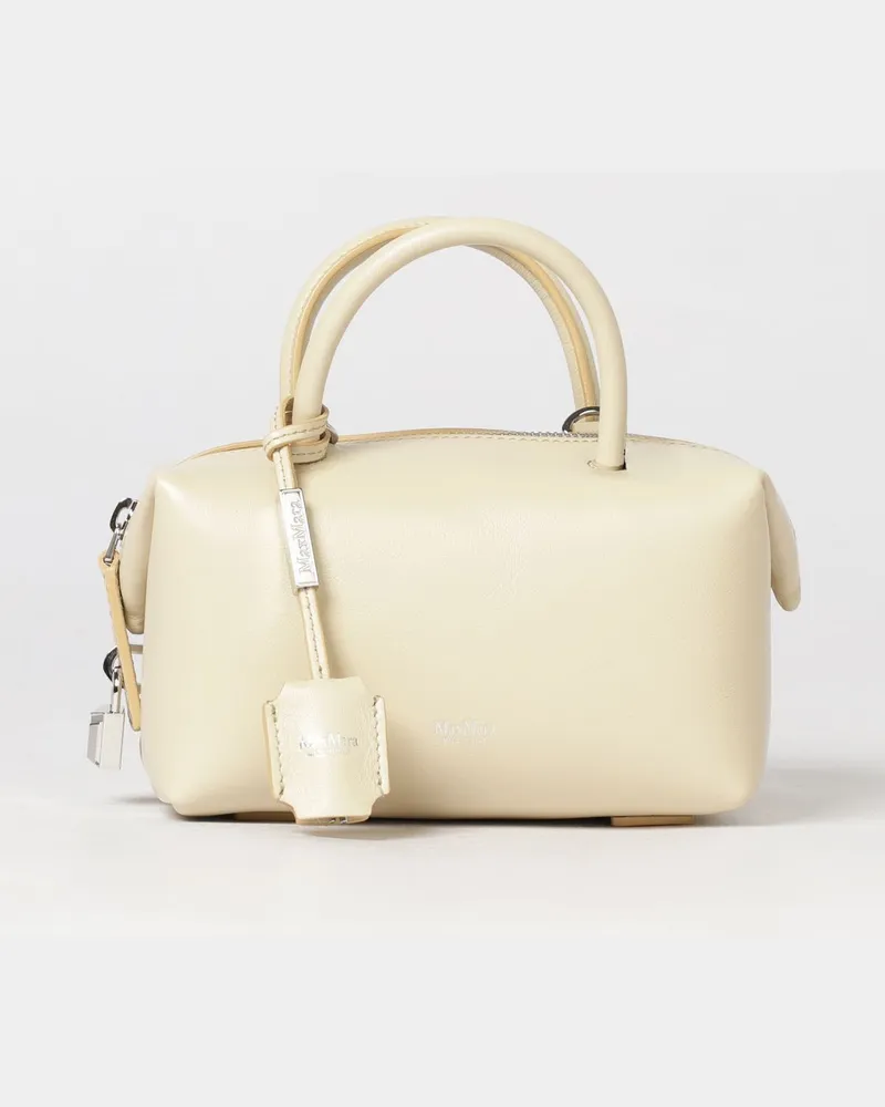 Max Mara Holdall Mini-Boston-Tasche von aus Glattleder mit Anhänger Beige