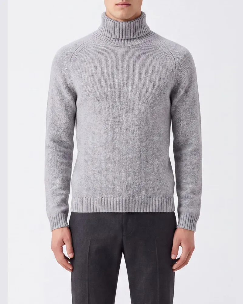 Tom Ford Rollkragenpullover aus Schurwoll-Kaschmir-Mischung mit Rippbündchen Grau