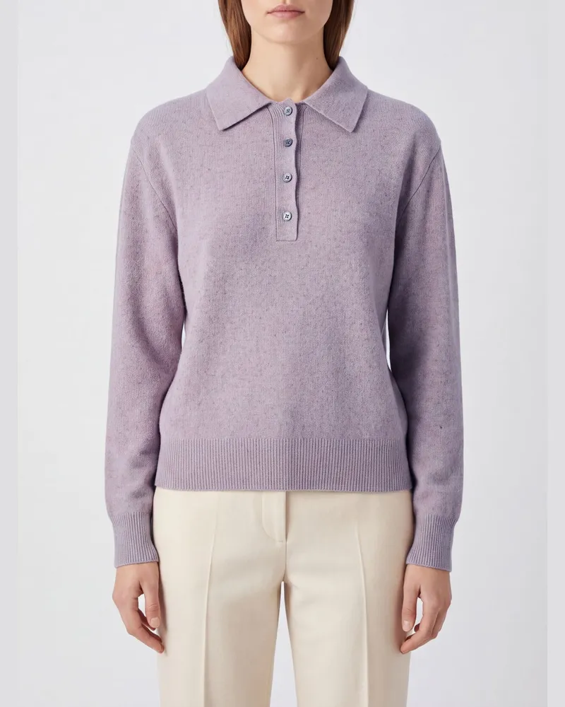Róhe Langärmeliges Strickpolo aus einer Woll-, Seiden- und Kaschmirmischung Pink
