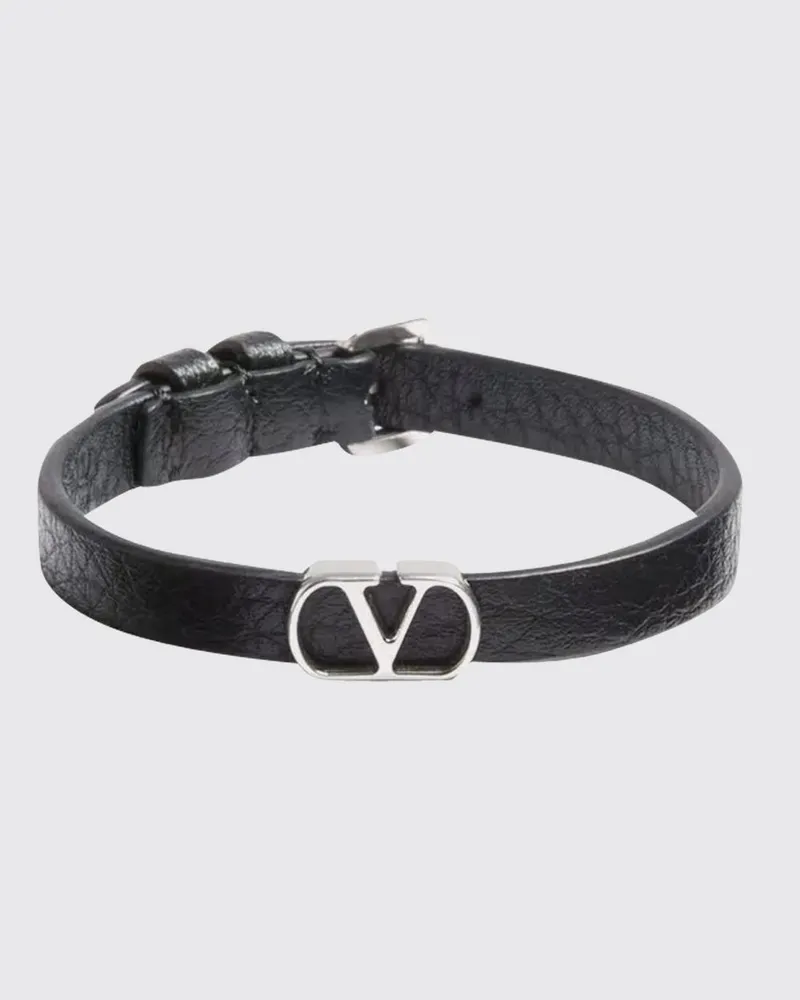 Valentino Garavani VLogo Signature Armband aus glattem Kalbsleder mit Schnalle Schwarz