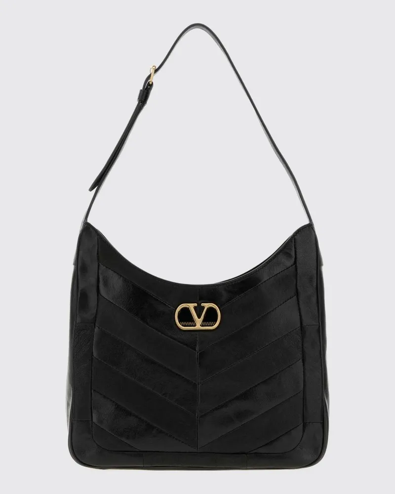 Valentino Garavani Hobo-Tasche aus Glattleder mit VLogo Signature-Logo Schwarz
