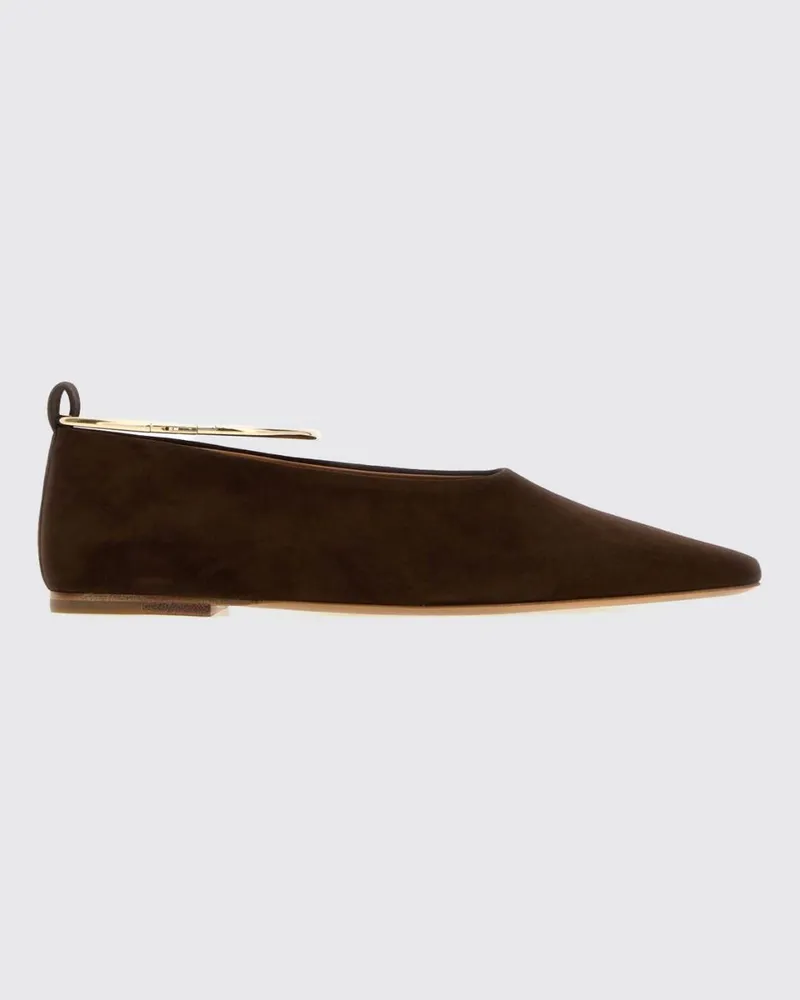 Jil Sander Ring Ballerinas aus Veloursleder mit mandelförmiger Spitze Braun