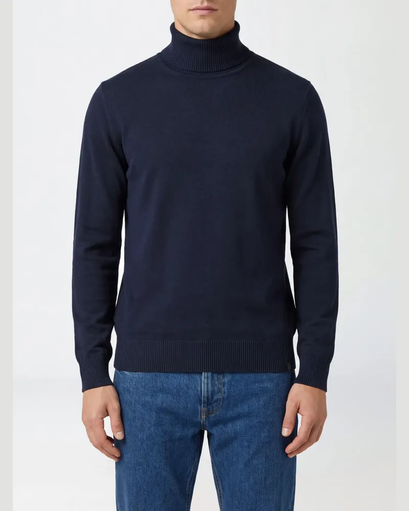 Fay Rollkragenpullover aus reiner Schurwolle mit geripptem Kragen Navy