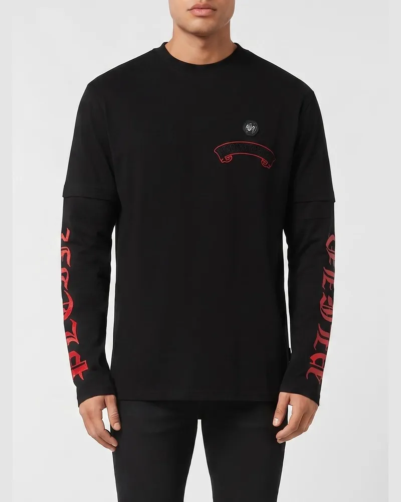 Philipp Plein Baumwoll-T-Shirt mit Logo Schwarz