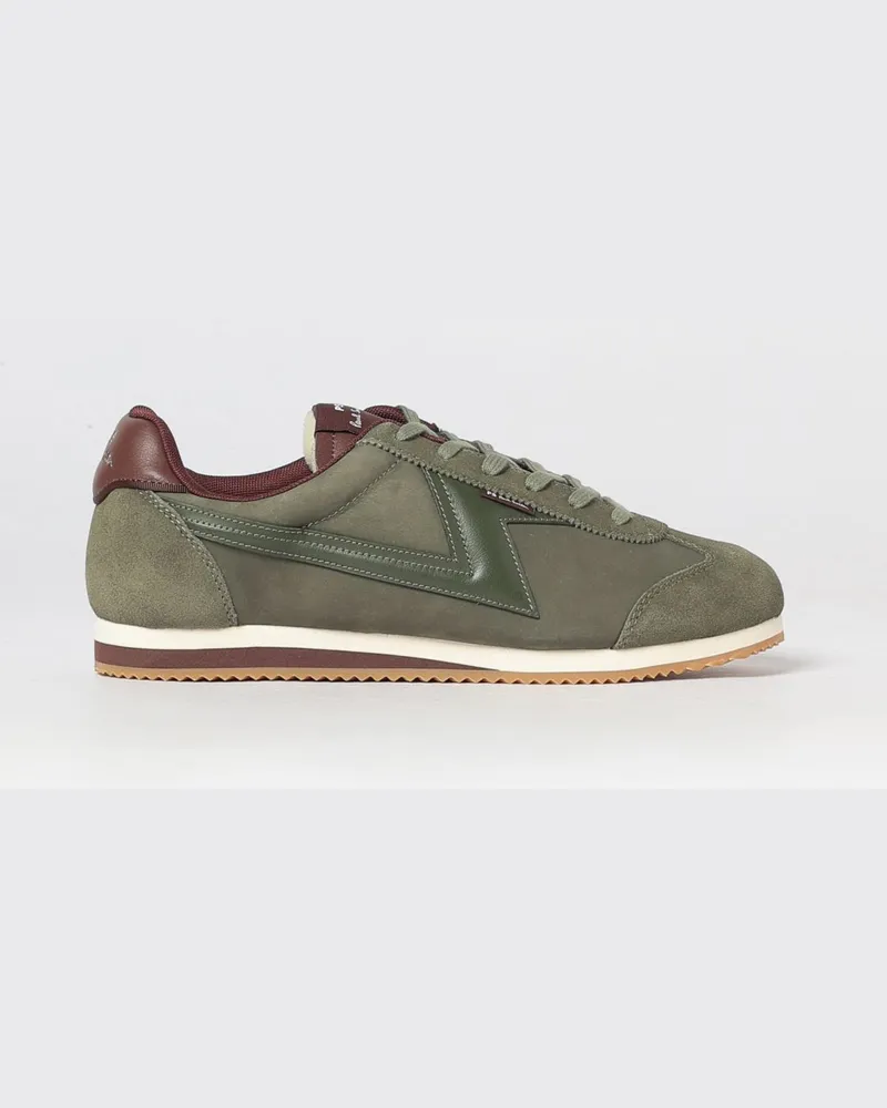 Paul Smith Zweifarbige Low-Top-Sneaker aus Leder und Nubuk mit runder Kappe Kaki
