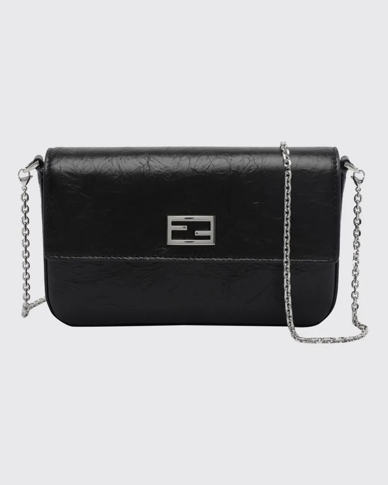 Fendi Tube Mini-Umhängetasche aus Kalbsleder mit FF-Monogramm Schwarz