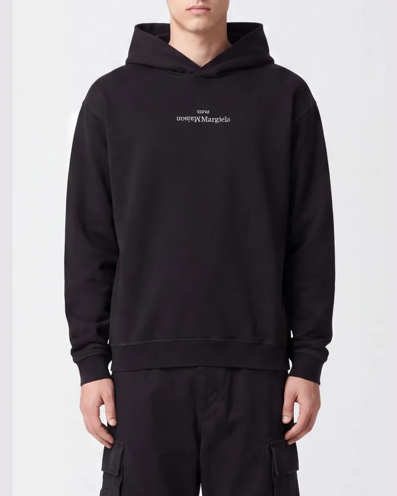 Maison Margiela Baumwoll-Hoodie mit überschnittenen Schultern und Logo Grau