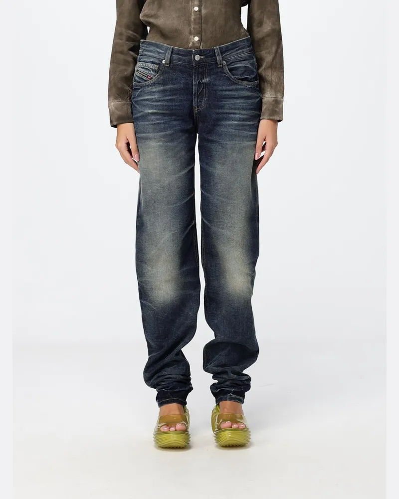 Diesel Straight-Jeans D-Heel mit hohem Bund aus Denim und Rückenschlitz Blau
