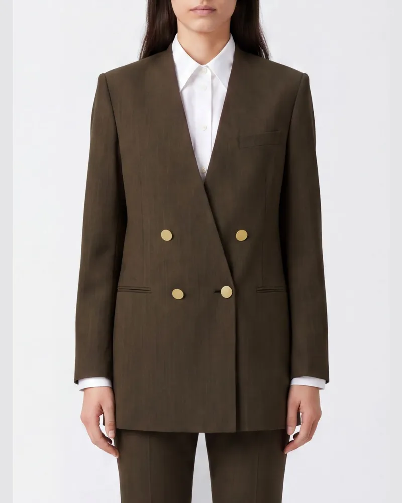 Alberta Ferretti Zweireihiger Blazer im Military-Stil aus Wollmischung Braun