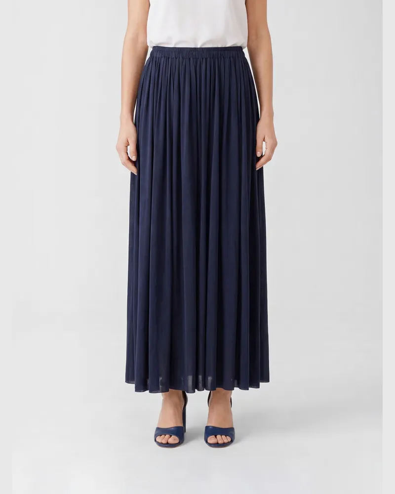 Max Mara Ausgestellter Midi-Rock Livrea aus Seidenmischung mit hohem Gummibund Blau