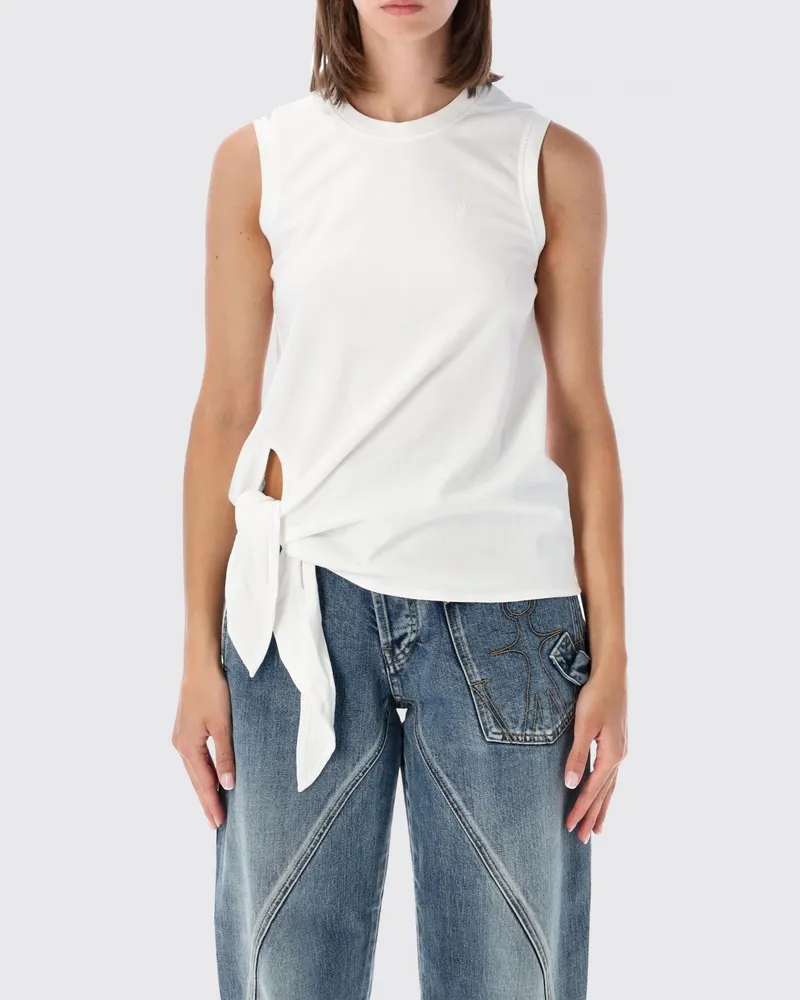J.W.Anderson Ärmelloses asymmetrisches Baumwoll-Top mit Binde-Details Weiß