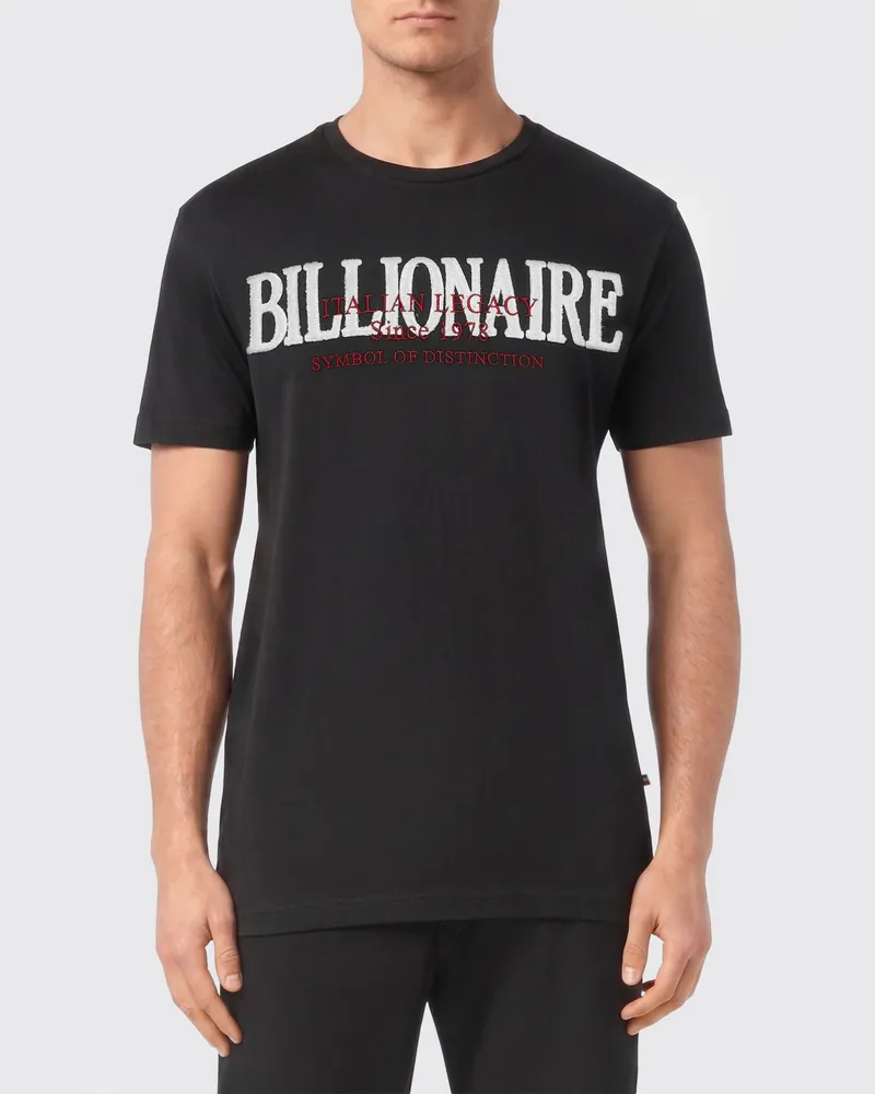 Billionaire Baumwoll-T-Shirt mit Logo Schwarz