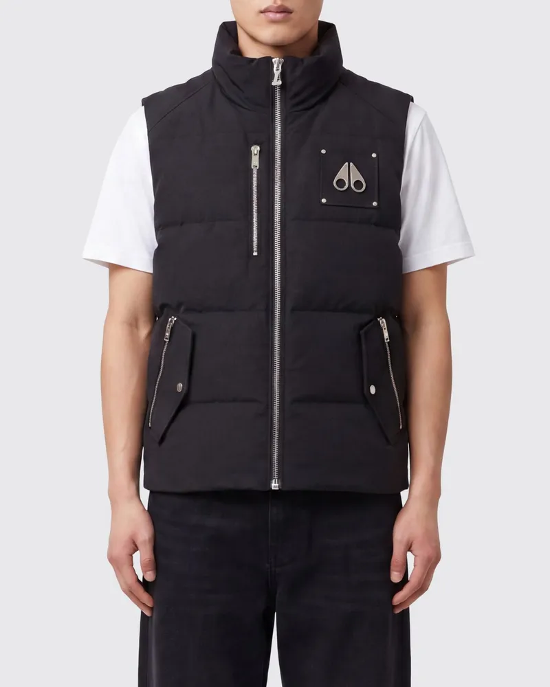 Moose Knuckles Gepolsterte Stehkragen-Weste aus recyceltem Nylon Schwarz