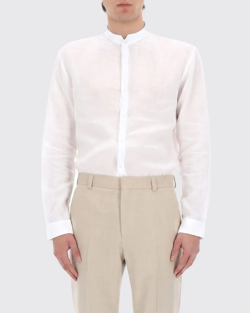 HUGO BOSS Basic Leinenhemd Weiß