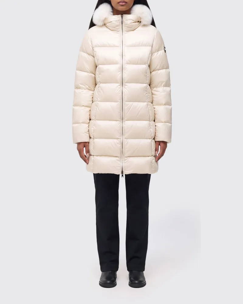 Colmar Gesteppte knielange Daunenjacke mit Shearling-Kapuze Rot