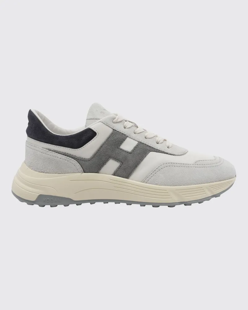 Hogan Hyperlight Sneaker aus Kalbsleder und Veloursleder mit Kontrastlogo Weiß