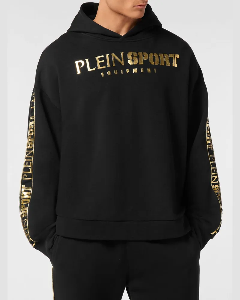 Philipp Plein Relaxed Fit Jersey-Hoodie mit Kontrast-Logo Schwarz