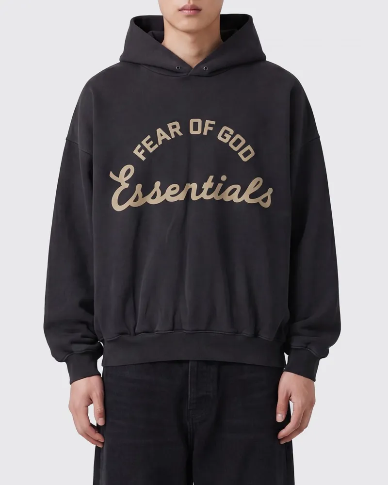 Fear of God Hoodie aus Baumwolle mit Kontrast-Logo und überschnittenen Schultern Schwarz