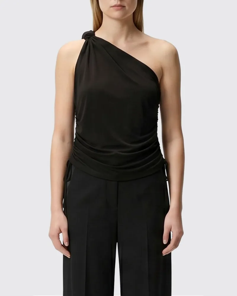 Pinko One-Shoulder-Jersey-Top Schwarz