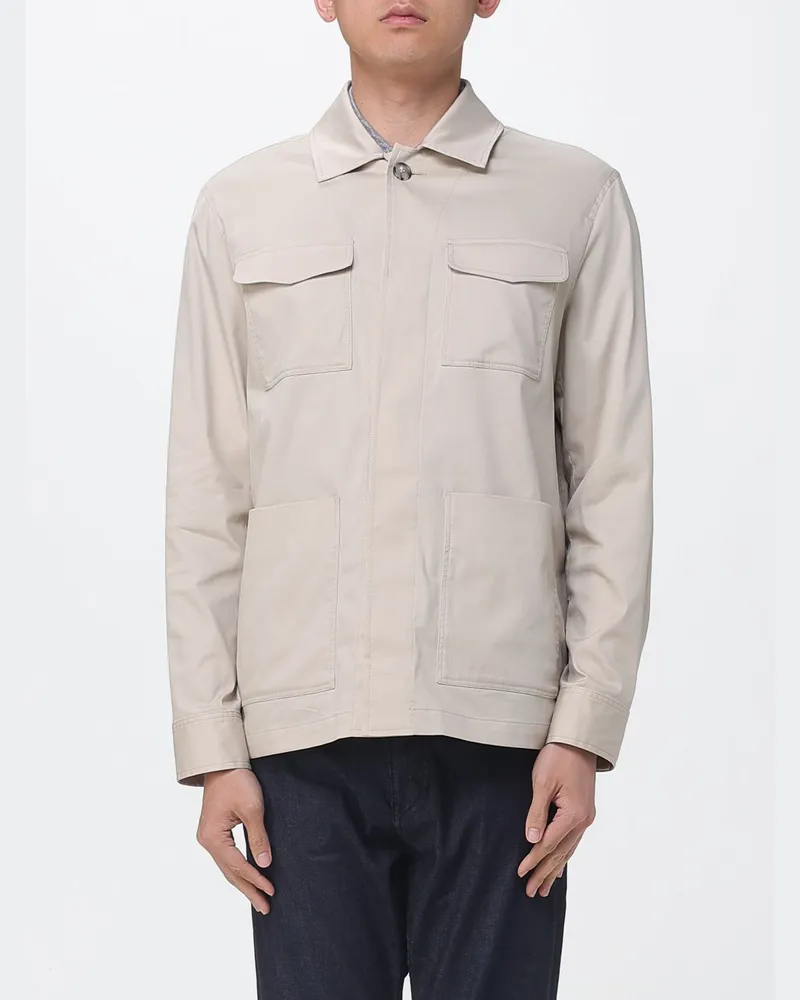 Manuel Ritz Hemdjacke aus Twill in Relaxed Fit mit verdecktem Verschluss Beige